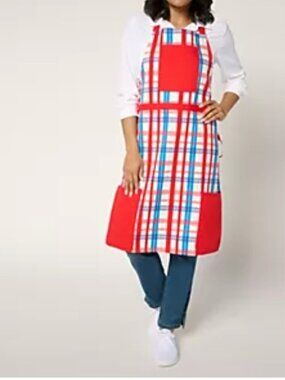 Plaid Prepology 2 in 1 Apron with Built In Oven Mitts